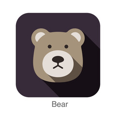 bear face flat icon design. Animal icons series.