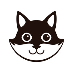 Cute Black and white cat, cartoon flat icon design, like a logo