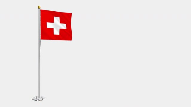 An alpha channel loop video with the Switzerland flag fluttering in the wind and a transparent background.