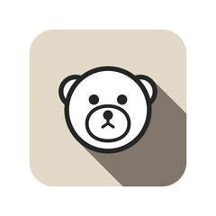 bear face flat icon, circle animal series