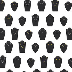 Vector illustration of mannequin jewelry necklace display stand pattern. - 497839842