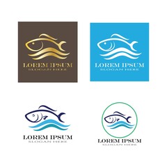 Naklejka premium Fish logo icon design template vector