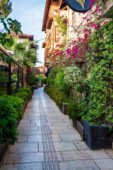 Antalya, Turkey. Houses in the Historical Distirict of Antalya Kaleici , Turkey. Old town of Antalya is a popular destination among tourists.