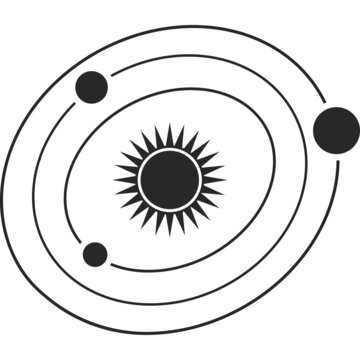 Planets in orbits around the Sun. Vector image.