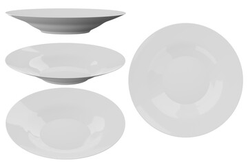 set of white plate on a white background