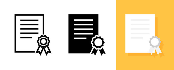 Flat Icon of Certificate or Diploma, Vector and Illustration.