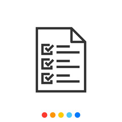 Simple Document Checklist Outline icon, Vector and Illustration.