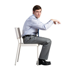 businessman sits on a chair