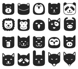 Animal face flat icon, like lion, dog, bear. Vector