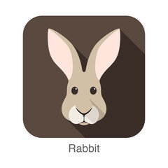 Rabbit face, Cute animal face cartoon flat icon design