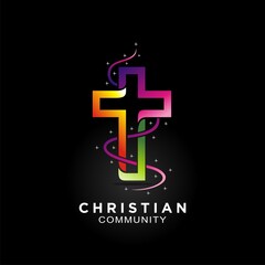 Cross logo for christian community with modern color design
