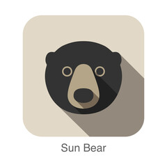 sun bear face flat icon design. Animal icons series.