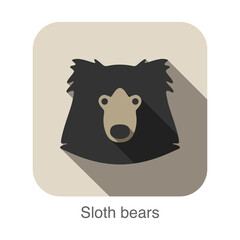 Sloth bear face flat icon design. Animal icons series.