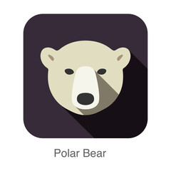 Polar bear face flat icon design. Animal icons series.