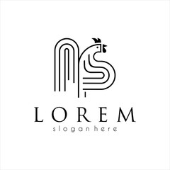Abstract Rooster With Line Logo Concept Style Bird Cock Illustration