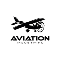 Aircraft Airplane Aviation Logo Template Vector Illustration Design Silhouette Transportation Airline 