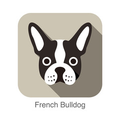 French bulldog face flat icon, dog series