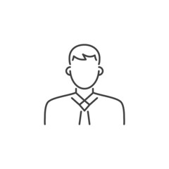 Business man related vector glyph icon. Male face silhouette with office suit and tie. User avatar profile. Employee sign. Vector illustration