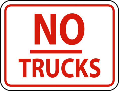 No Trucks Sign On White Background