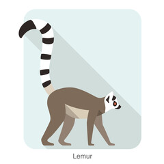 Cute lemur walking on the ground, vector illustration