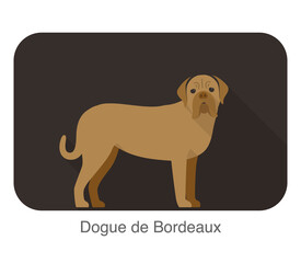 Dogue de bordeaux dog standing and watching, flat icon, vector illustration