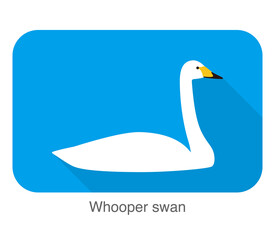 whooper swan, cartoon flat icon vector illustration