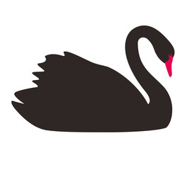 single elegance black swan flat icon, vector illustration