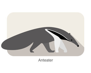 anteater walking and searching, side view, vector illustration