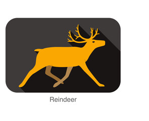 reindeer running flat 3D design vector illustration