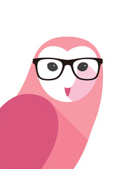 portrait of owl, wear a glasses, elegant lady, vector illustration