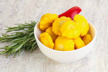 Pickled yellow patisson natural snack