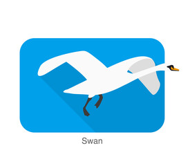 Mute swan flat icon design, cartoon vector illustration
