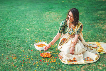 South Indian woman celebrating Vishu
