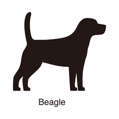 beagle dog silhouette, side view, vector illustration