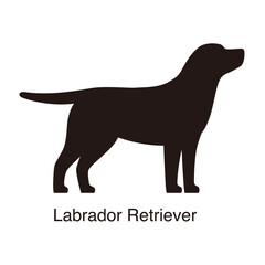 Labrador Retriever dog silhouette, side view, vector illustration