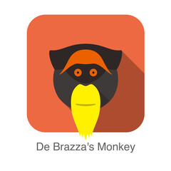 cute De Brazza' s monkey face flat icon design, vector illustration