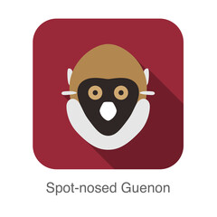 cute Spot-nosed Guenon monkey face flat icon design, vector illustration