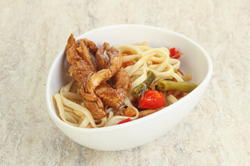 Chinese wok with chicken and teriyaki