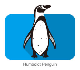 Humboldt penguin standing flat icon vector illustration - obrazy, fototapety, plakaty
