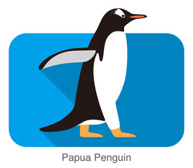 Papua penguin, Gentoo penguin, walking, vector illustration