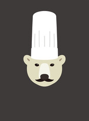 Portrait of bear, wearing chef hat, cool style