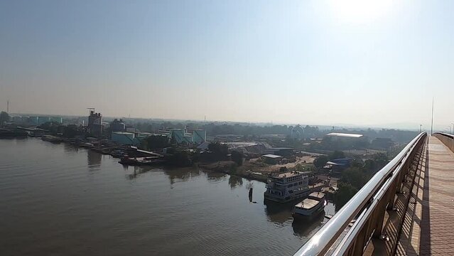 Top down of Tapi River and Bridge in Surat Thani thailand Original File

