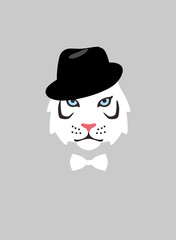 Portrait of tiger, wearing hat, like a man, cool style, cosplay
