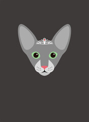 Portrait of cat, wearing a crown, like a queen, cool style, cosplay