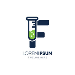 Letter F Chemistry Logo Design Vector Icon Emblem Illustration