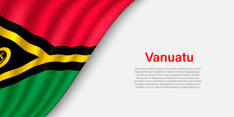 Wave flag of  Vanuatu on white background.