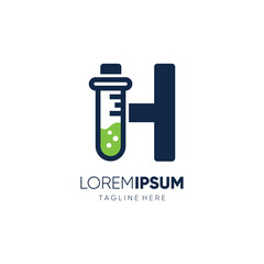 Letter H Chemistry Logo Design Vector Icon Emblem Illustration