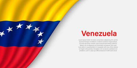 Wave flag of Venezuela on white background.