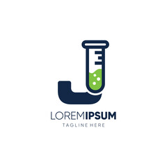 Letter J Chemistry Logo Design Vector Icon Emblem Illustration