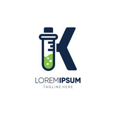 Letter K Chemistry Logo Design Vector Icon Emblem Illustration